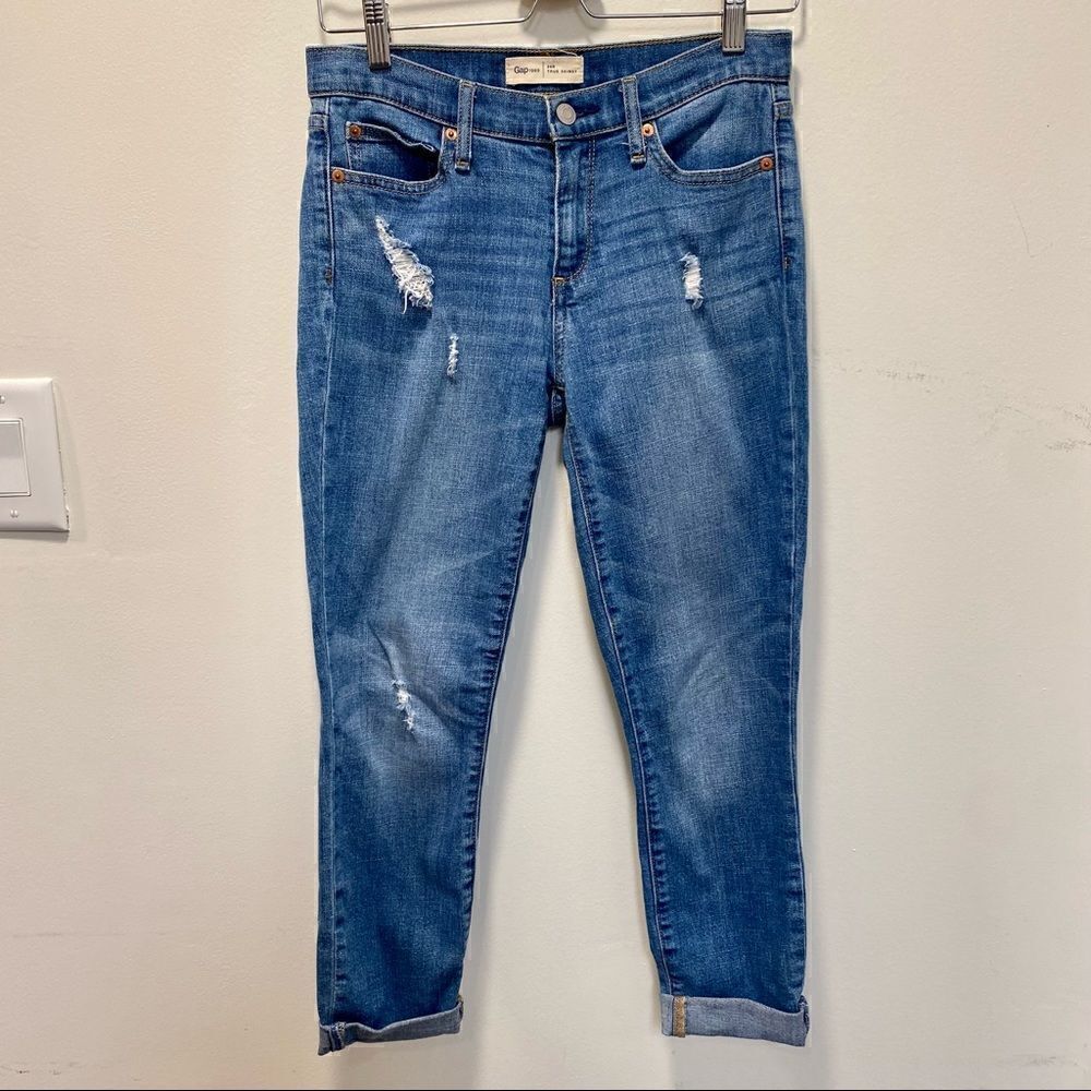 ‎Gap size 26 true skinny distressed crop ankle jeans